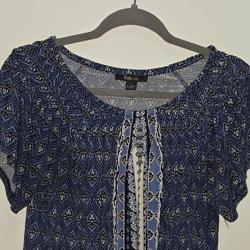Style & Co. Navy Blue Blouse Top Size Large Nice! - Picture 3 of 4